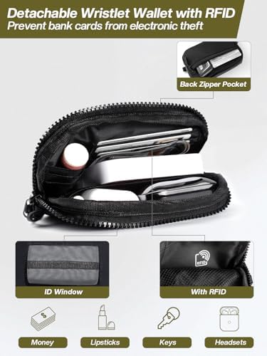 Tiostep Clip and Go Strap for Phone with Wallet Crossbody Phone Lanyard Adjustable and Detachable RFID Wristlet Wallet with ID Window and Zippered, Black - Image 5