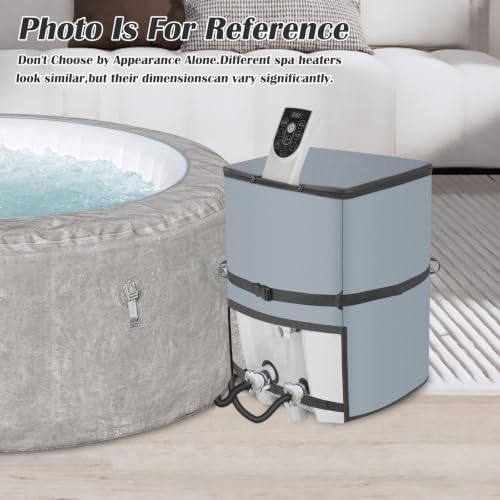 Hot Tub Pump Cover, Waterproof Insulated Heater Protection for Inflatable Spa Equipment, 600D Oxford Fabric Weather Shield Compatible with SaluSpa Coleman Bestway Outdoor Accessories,Grey,Square - Image 3