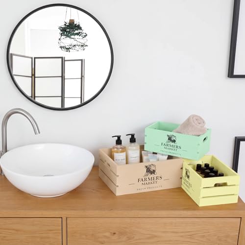 Barydat 5 Pack Wooden Crates for Display Storage, Pastel, Elegant - Image 6