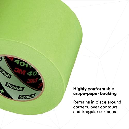3M High Performance Green Masking Tape 401+, Superior Adhesion, Clean Removal, Highly Conformable, Paint-Bleed Resistant, 96 mm x 55 m, 6.4 mil, 8/Case - Image 4