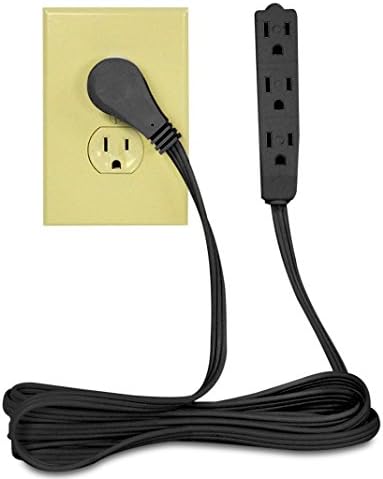 Flat Plug Extension Cord 15 FT Black – 3 Outlet 3 Prong Grounded Indoor Extension Cord – Low Profile Wall Hugger Angled Plug – 16/3 Heavy Duty Power Cord 13A 125V for Home Office - Image 2