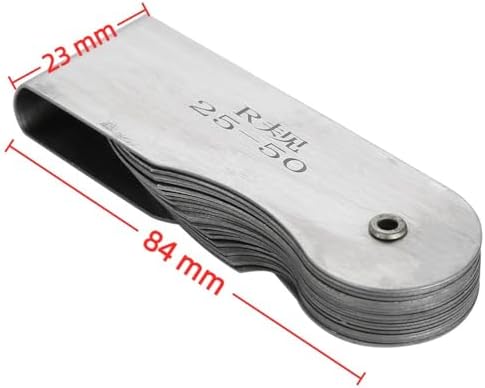 Steel Radius Gauge R25-50/R52-100MM - Radius Fillet Gauge External Internal Concave Convex Measuring Tool Radius Fillet Gauge 16 Blades(R25-50MM) - Image 7