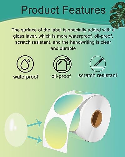 3 inch Round Thermal Labels, Thermal Printer Labels use for Barcode, Shipping, Customized, Circle Direct Thermal Stickers 500 Labels for Printer, Gradient Green - Image 6