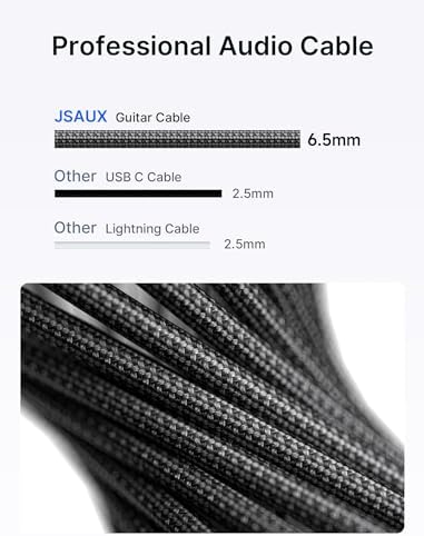 JSAUX Guitar Cable 10 ft, Amp Cord for Electric Guitar/Mandolin/Bass, Pro Audio Instrument Cable with 1/4" Tips(TS Port) Right Angle to Straight-Gray - Image 2