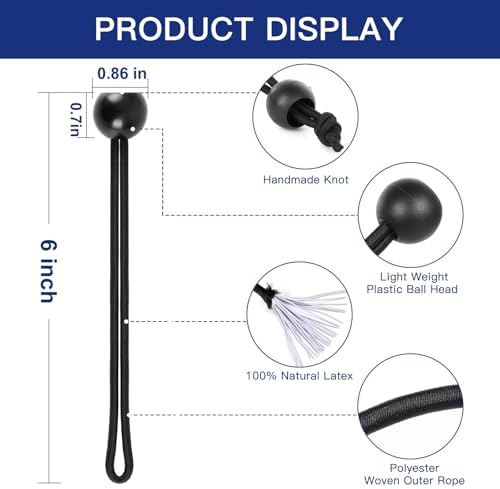 Ball Bungee Cords 6 Inch Bungee Cord with Balls, 50 PCS Heavy Duty Bungie Cord Balls Canopy Tarp Tie Down Bungee Balls for Camping, Shelter,Cargo,Tent Poles UV Resistant - Image 4