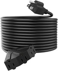 PLUGTUL 100FT Outdoor Extension Cord with Multiple Outlets | 14 Gauge, 3-Outlet, SJTW, 15A 14AWG 1875W SJTW, ETL Listed - Great for Garage, Garden and Home, Black by PLUGTUL