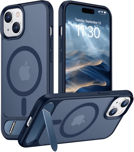 Temdan Magnetic Compatible with iPhone 15 Plus Case & iPhone 14 Plus Case, [Built-in Invisible Kickstand][Compatible with MagSafe][Military Grade Shockproof] Slim Translucent Matte Phone Case 6.7" by Temdan