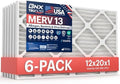 BNX TruFilter 12x20x1 Air Filter MERV 13 (6-Pack) - MADE IN USA - Electrostatic Pleated Air Conditioner HVAC AC Furnace Filters for Allergies, Pollen, Mold, Bacteria, Smoke, Allergen, MPR 1900 FPR 10 by BNX