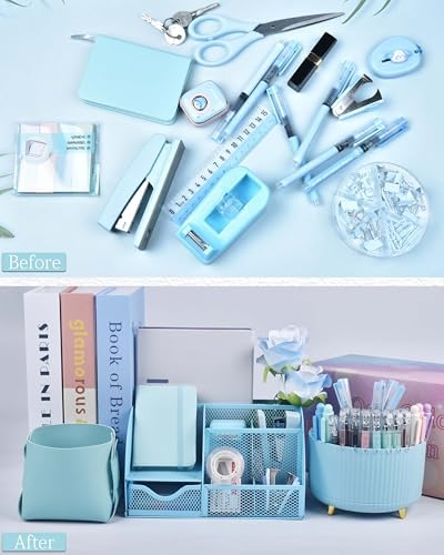 LXEVIHK Blue Desk Accessories 21-Piece Office Supplies Gift Set - Image 3