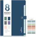 Sooez Elegant Accordion File Organizer with Labels, 8 Pocket Expanding File Folder, Portable Folders for Documents, Cute Paper Organizer for School Office Supplies, Letter Size, Blue by Sooez