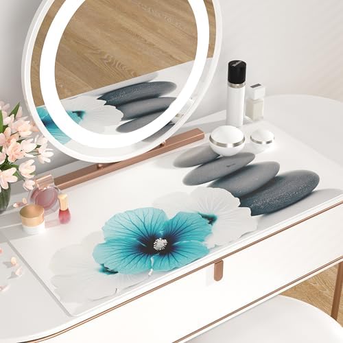 QiyI PU Leather Large Mouse Pad, 31.5" x 15.7", Pebbles Flowers - Image 6