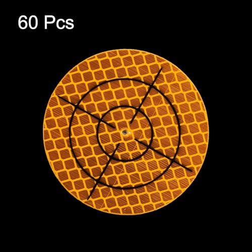 HARFINGTON 60pcs Survey Reflector Sheets 60mm x 60mm Self-Adhesive Surveying Target Mark Sticker Total Station Round Reflective Sheet Tape for Ship Inspection Tunnel Measure, Yellow - Image 3