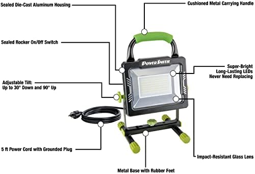 POWERSMITH 10,000 Portable LED Work Light with Metal Housing and Stand, Impact Resistant Lens, and 5 Year Warranty (PWLS100H) - Image 2