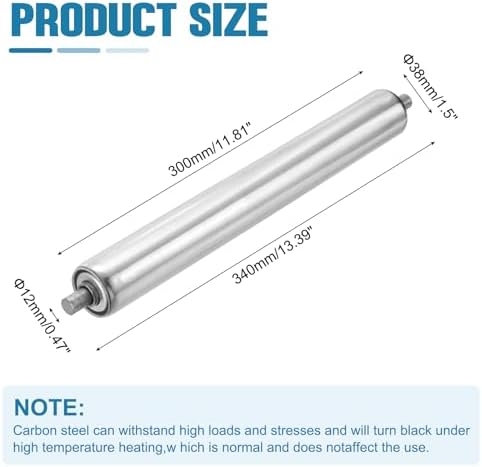 MECCANIXITY Stainless Steel Conveyor Roller 1.5" Diameter 12" Length Gravity Transmission Replacement Part Galvanized End (Silver) - Image 2