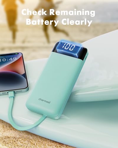 charmast 10000mAh Power Bank Portable Charger with 4 Built-in Cables - Image 7