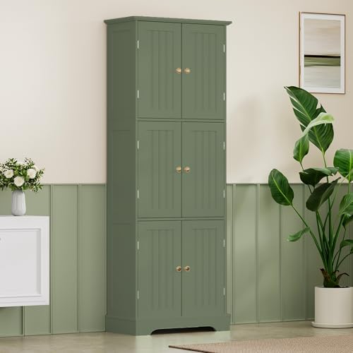 ChooChoo 63.2" Tall Bathroom Storage Cabinet with 6 Doors - Image 2