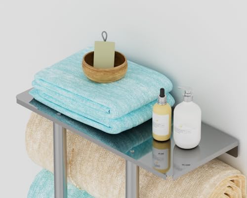 Bethom Towel Racks for Bathroom Wall Mounted with 3 Hooks, Brushed Nickel - Image 3
