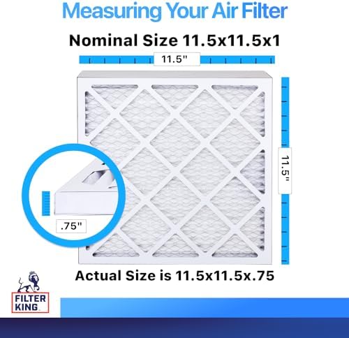 Filter King 11.5x11.5x1 Air Filter | 3-PACK | MERV 8 HVAC Pleated A/C Furnace Filters | MADE IN USA | Actual Size: 11.5 x 11.5 x .75" - Image 2