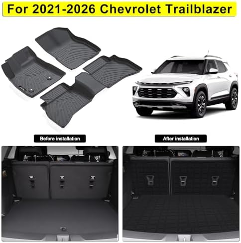 Floor Mats for 2021-2026 Chevrolet Trailblazer AWD, TPE All Weather Floor Liners & Backrest Mats & Rear Trunk Mat for Trailblazer Accessories (Cargo in Lower Deck Position) - Image 2