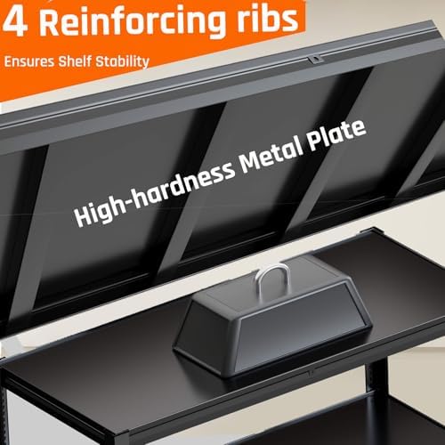 5 Tier Storage Shelves, 65" W Garage Shelving Heavy Duty Metal Adjustable Garage Shelves, Shelving Units Industrial Shelving for Warehouse, 65" W x 20" D x 84" H,Black - Image 5