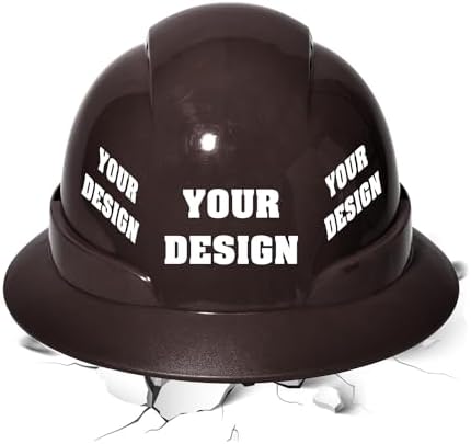 Safety Hard Hat Customize Logo Protective Head Outdoor Work Hat (Brown (Style 1)) by YOWESHOP