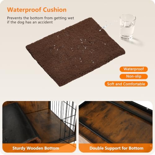 DWANTON 38.5" XL Dog Crate Furniture with Cushion, Large Dog Kennel Indoor - Image 2