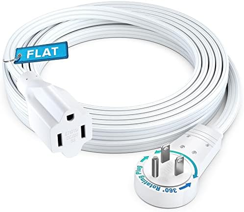 Maximm 10 Ft UL 360° Rotating Flat Wire Extension Cord, 1-Outlet, 16/3 AWG by MaximmCable