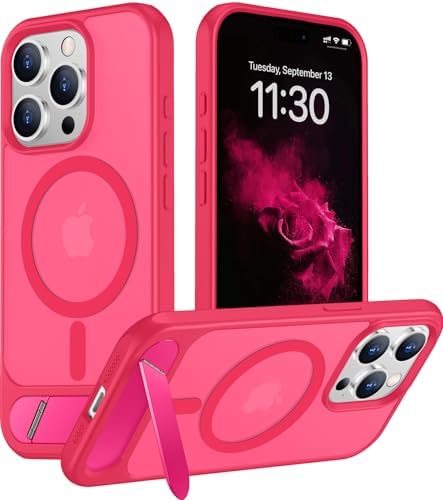 Temdan Magnetic Compatible with iPhone 15 Pro Case, [Built-in Invisible Kickstand][Compatible with MagSafe][Military Grade Shockproof] Slim Translucent Matte Phone Case for iPhone 15 Pro 6.1" by Temdan
