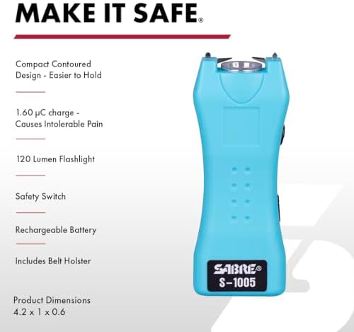 SABRE Pepper Spray & 2‑in‑1 Stun Gun with Flashlight Self Defense Kit – Fast Flip Top 10‑Second Safety Spray with Finger Grip & Keychain – Rechargeable Stun Gun, 1.60 µC Charge, 120‑Lumen LED Light - Image 3