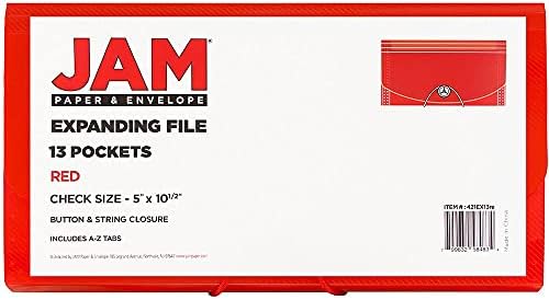 JAM PAPER Accordion Folders - 13 Pocket Plastic Expanding File - Check Size - 5 x 10 1/2 - Red - Sold Individually - Image 5