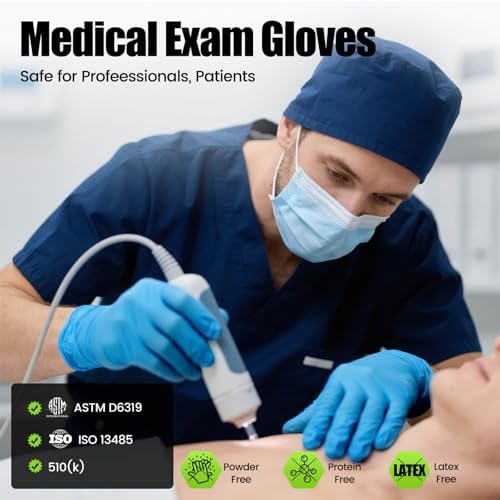 TREEGO Blue Nitrile Gloves, Medium, 6 Mil Medical Exam Gloves, 100 Count - Image 2