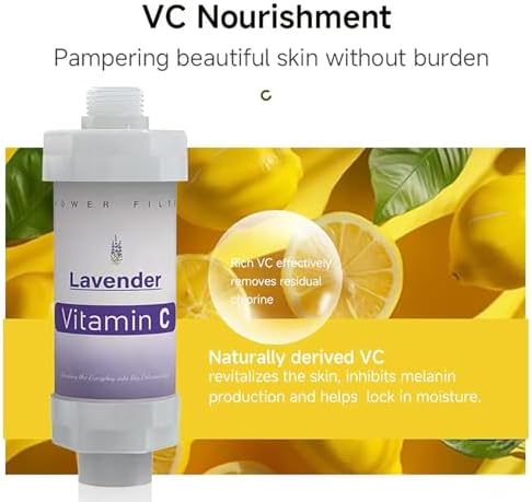 Shower Head Filter for Hard Water Bathroom Accessories Water Filter Vitamin C Replacement Cartridge Remove Chlorine Fluoride Improves Skin Condition Protects Hair Lavender Scent - Image 3