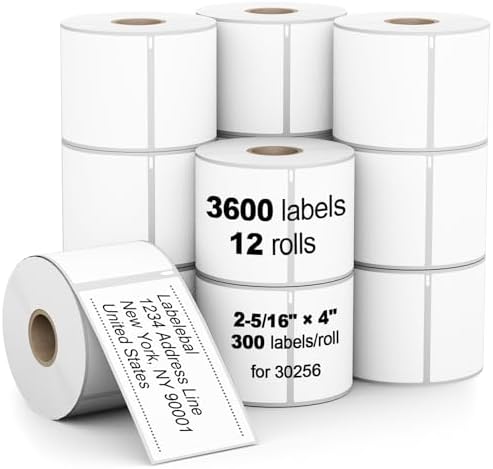 (3600 Labels/3-Proof 1" Core) Labelebal Replacement for DYMO 30256, 2-5/16" x 4"(59 mm x 101 mm) Direct Thermal Labels Postage Address Shipping Labels Compatible for DYMO & Rollo & Zebra Printer by Labelebal