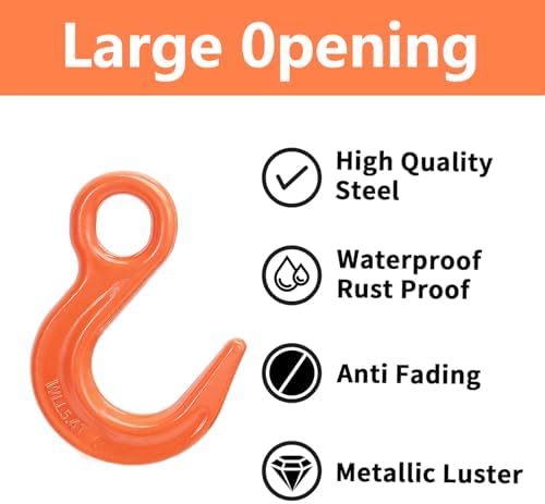 Leero 11905 Lbs Lifting Heavy Duty Hooks with Large Opening,G80 Alloy 4 Pcs - Image 4