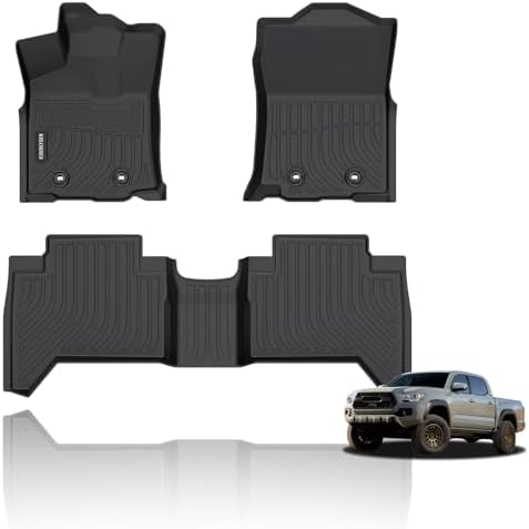 KELCSEECS All Weather Floor Mats Fit for Toyota Tacoma Double Cab 2018-2023 (Only for Automatic Models) Car Mats TPE Floor Liners Tacoma Accessories Front& Rear Row by KELCSEECS