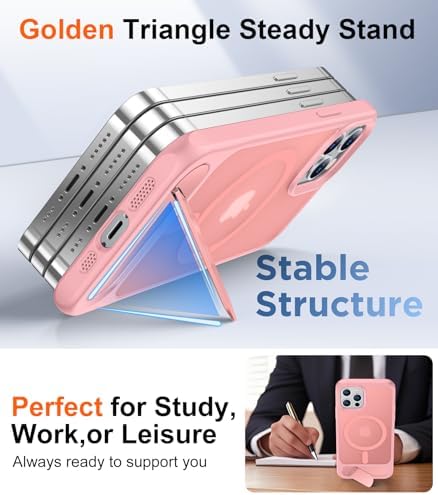 Temdan Magnetic Compatible with iPhone 12 Case & iPhone 12 Pro Case, [Built-in Invisible Kickstand][Compatible with MagSafe][Military Grade Shockproof] Slim Translucent Matte Phone Case 6.1" - Image 3