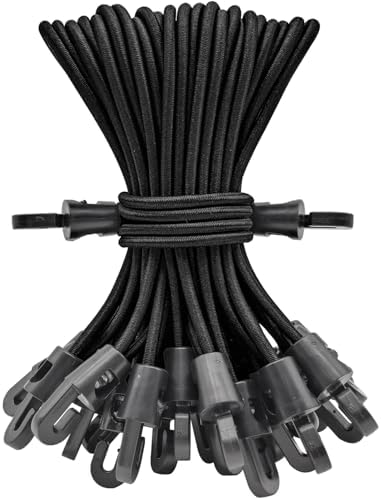 ABINLIN Small Bungee Cords with Hooks Heavy Duty 6 Inch 25 Pcs Black by ABINLIN