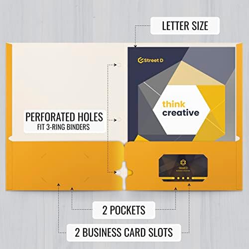 Better Office Products Two Pocket Portfolio Folders, 50-Pack, Dark Yellow, Letter Size Paper Folders, 50 Pieces, Dark Yellow - Image 2