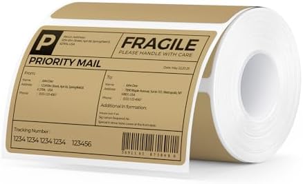 MUNBYN 4x3 Thermal Labels, 500 Sheets/1 Roll, Brown by MUNBYN