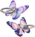 2 Pcs Butterfly Cell Phone Ring Stand Holder, Cute Butterfly Design Finger 360° Rotating Metal Hand Phone Stand Holder, with Adjustable Knob Loop (Purple, Blue) by HZZADZXW