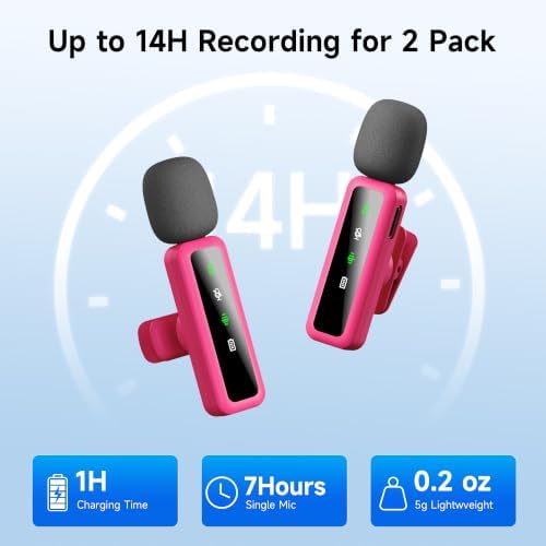 Wireless Lavalier Mic for iPhone, Android, PC, Live Stream, Vlog (rose） - Image 3