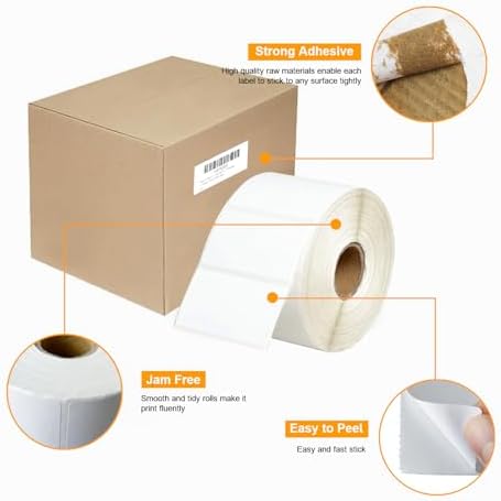 【15600 Labels/12 Rolls】 3-Proof 1" Core Labelebal 2" x 1" Direct Thermal Label (51mm x 25mm) Multipurpose Shipping Address Barcodes Labels Compatible for Zebra & Rollo Desktop Label Printer - Image 5