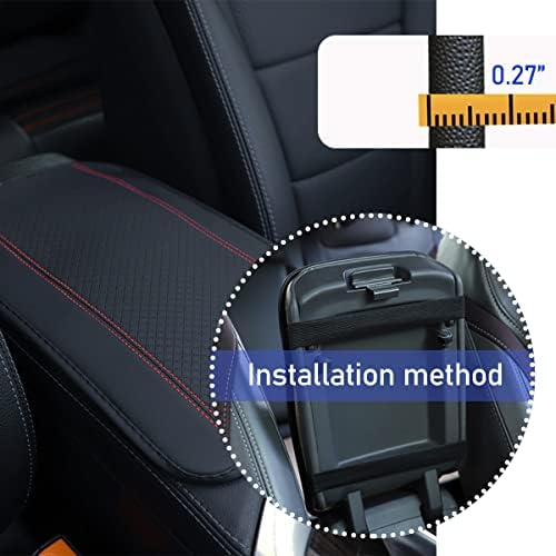 Ziciner Leather Car Center Console Armrest Pad, PU Waterproof Auto Seat Box Cover Protector, Hand Rest Cushion Protection Pad, Vehicles Interior Accessories Universal for Car,SUV (Black & Red A) - Image 4