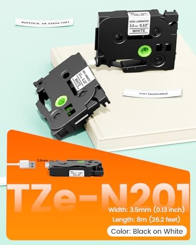 3.5mm 0.13'' Label Maker Tape Replacement for Brother TZe-N201 TZeN201 - Image 7