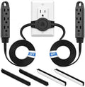 K KASONIC 12 FT Twin Extension Cord Power Strip, 3 Prong Flat Plug, Black by KASONIC