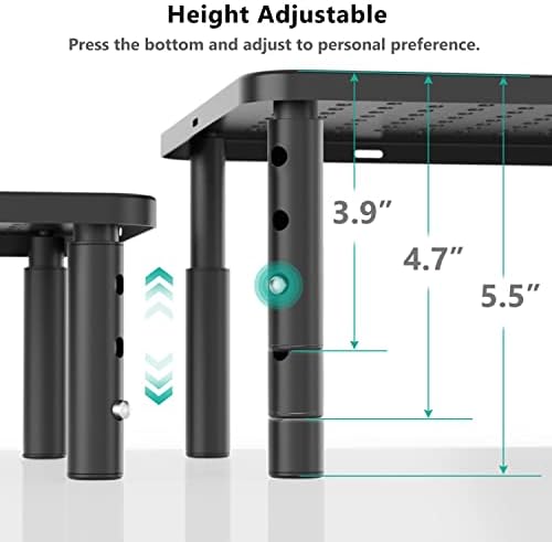 WALI Desk Organizer, 1 Tier Computer Monitor Stand for Desk, Desk Monitor Riser 3 Height Adjustable, Laptop Stand Underneath Storage for Office, Home, School Supplies (STT003), 1 Pack, Black - Image 5