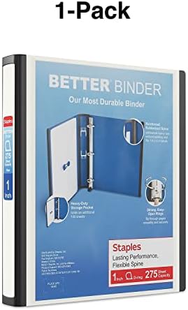 Staples Better Binder, 1 Inch D-Ring, White, 275 Sheets, 3-Pack - Image 7