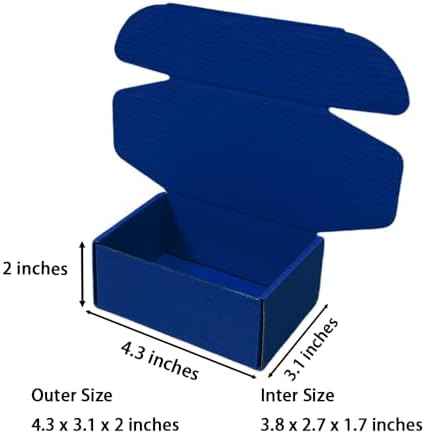 50 Pack 4.3x3.1x2 in Industrial Blue Mini Shipping Boxes - Image 2