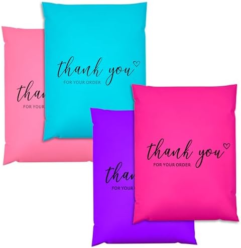 14.5x19 Thank You Poly Mailers Variety Pack of 50, 13Pcs Each Color by JinRuiKJ