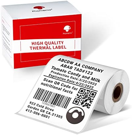 Phomemo 2.75'' x 3.14'' Labels - Compatible Phomemo M220 M200 Address, Barcode Labels - Direct Thermal Labels, Black in White,1Roll / 100 Labels by Phomemo